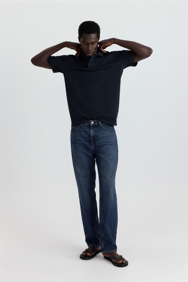 Springfield Polo slim fit com estrutura azul