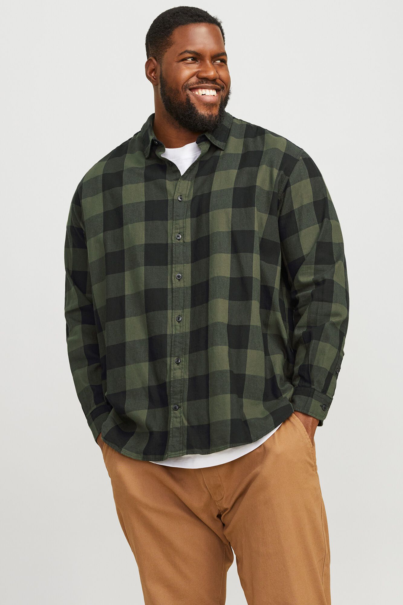 Jack & Jones PLUS Camisa de algod&atilde;o org&acirc;nico manga comprida