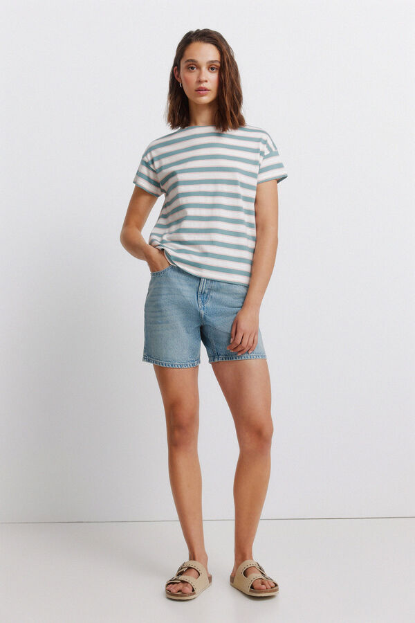 Springfield T-shirt em algod&atilde;o com riscas duplas branco