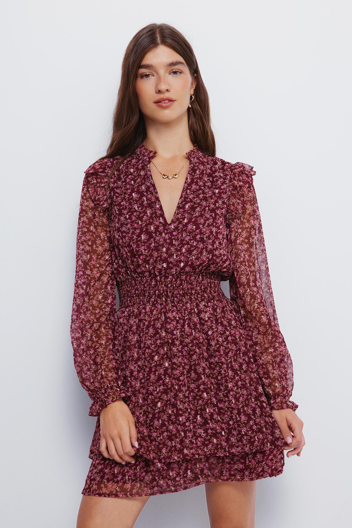 Springfield Vestido curto estampado com saia dupla camada