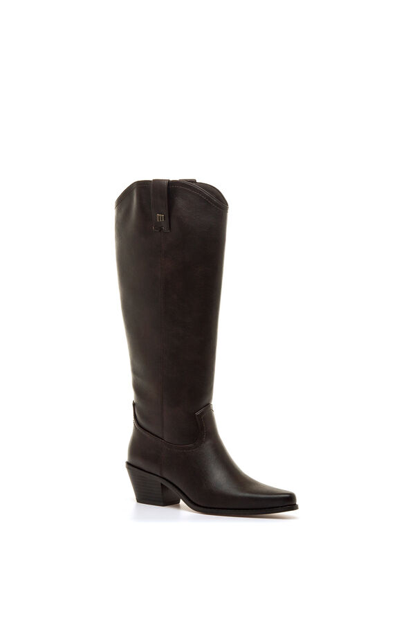MTNG Botas cowboy de cano alto com salto largo cru