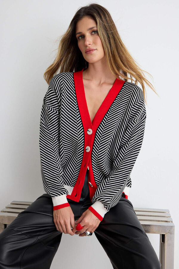 Trendyol Casaco de malha com bot&otilde;es vermelho