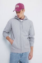 Springfield Sweatshirt com fecho-éclair e capuz cinzento