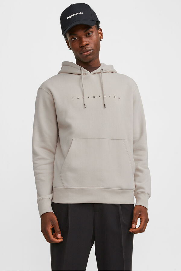 Jack & Jones Sweatshirt logo com capuz cinzento