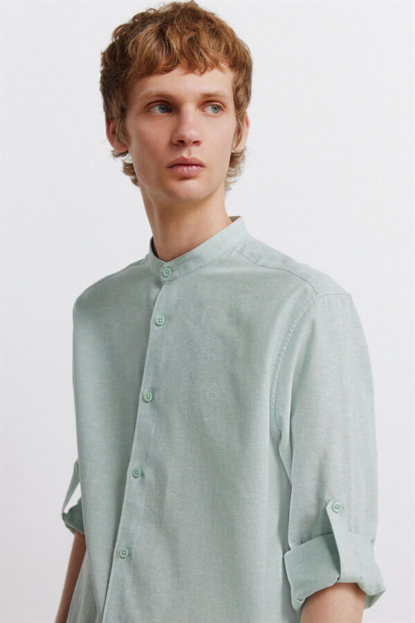Springfield Camisa gola mao em linho verde