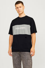 Jack & Jones T-shirt bicolor logo frontal preto
