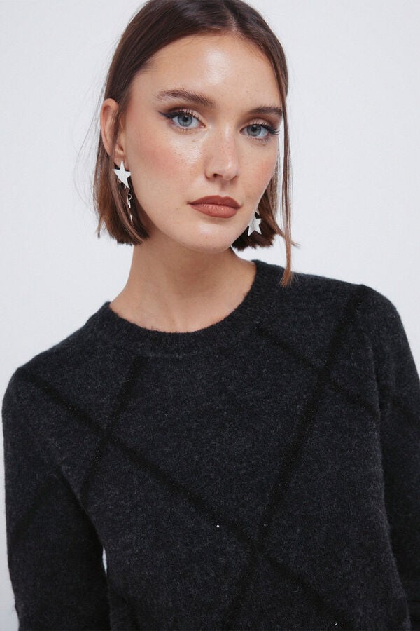 Springfield Camisola de lantejoulas com diamantes cinzento