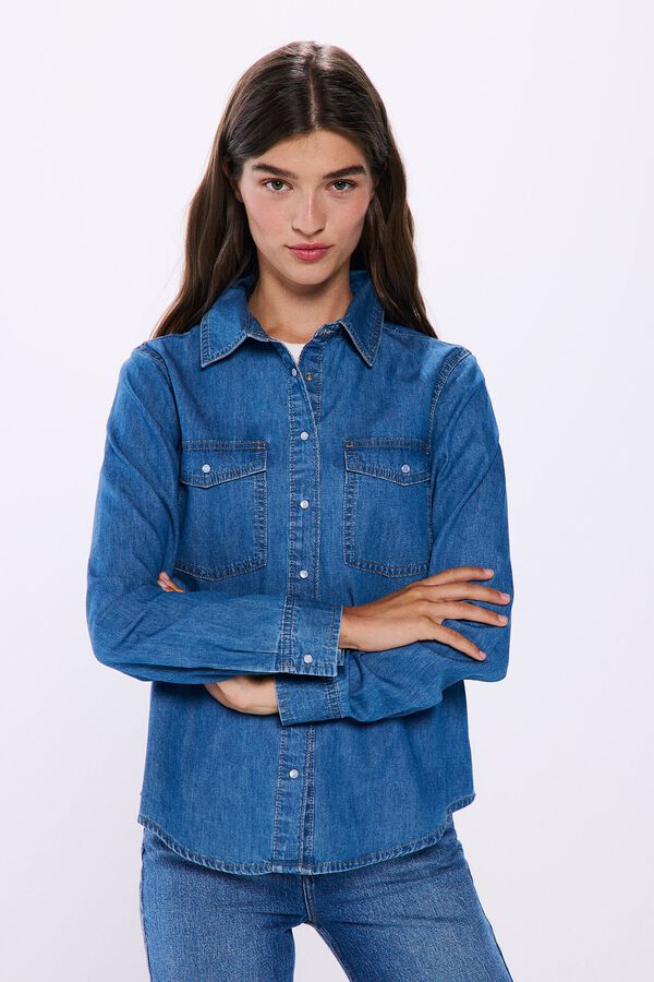 Springfield Denim shirt steel blue