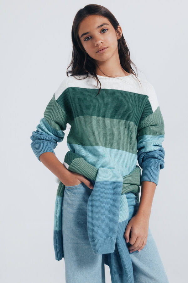 Springfield Kids Camisola às riscas para menina verde