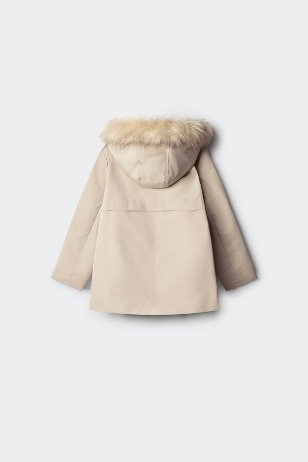 Springfield Kids Parka de pele com capuz para menina castanho