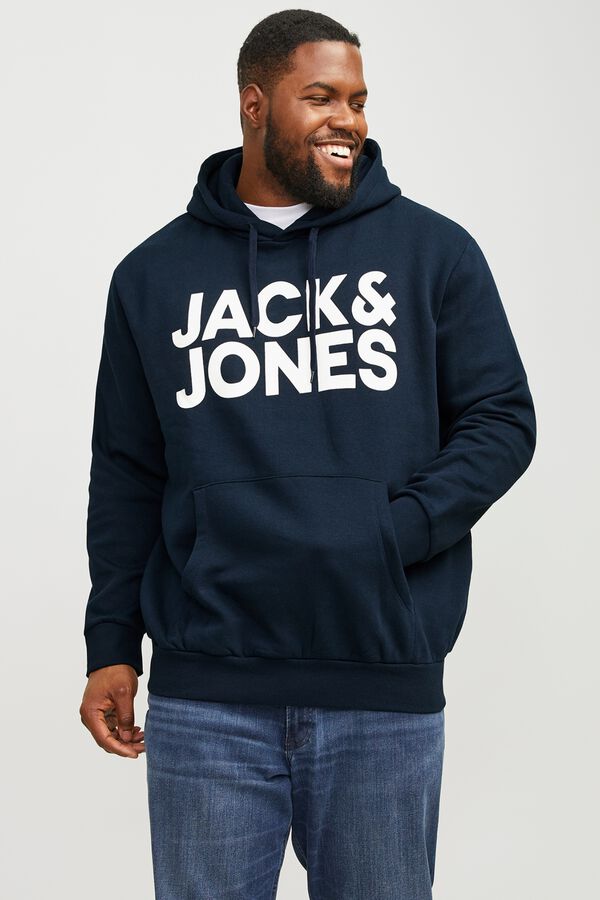 Jack & Jones PLUS Sweatshirt capuz print logo PLUS azul
