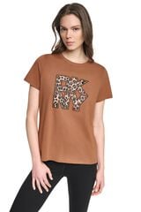 DKNY T-shirt de manga curta com logo animal print bege
