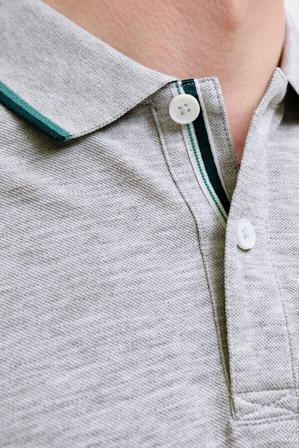 Jack & Jones Polo em piqu&eacute; com logo cinzento