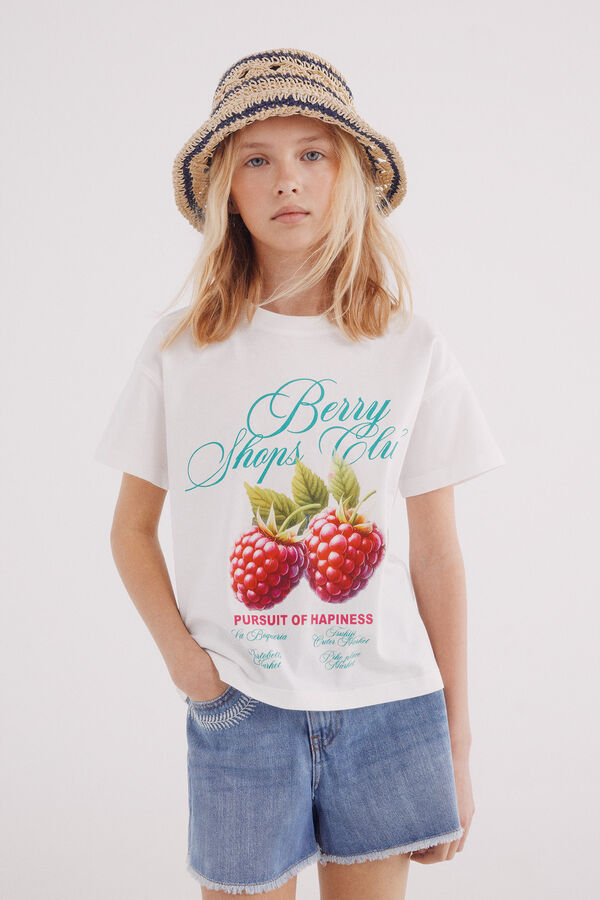 Springfield Kids Camiseta da menina cereja branco