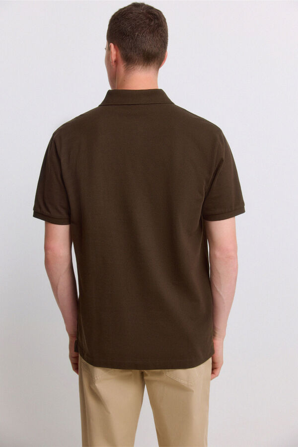 Springfield Polo piqu&eacute; b&aacute;sico Springfield regular fit castanho
