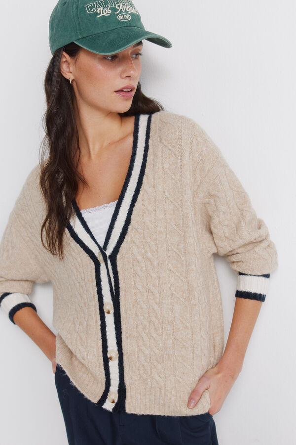 Springfield Casaco de malha tran&ccedil;ado azul