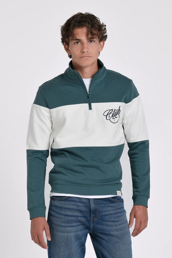 JVZ Sweatshirt de gola alta com meio fecho-&eacute;clair verde