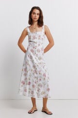 Springfield Vestido midi decote quadrado branco