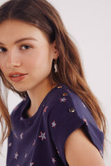 Springfield T-shirt estampagem botões ombro azul