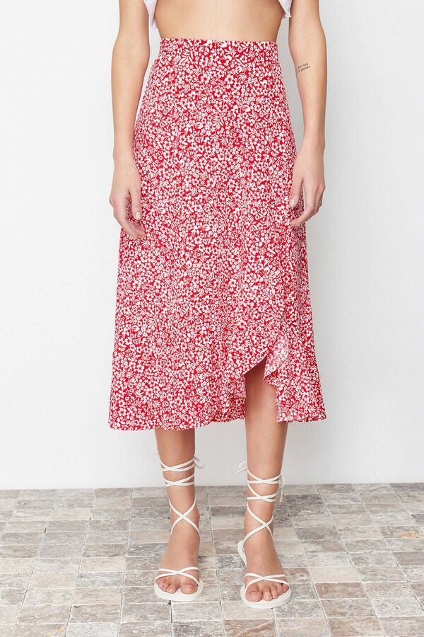 Trendyol Midi skirt with slit burgundy