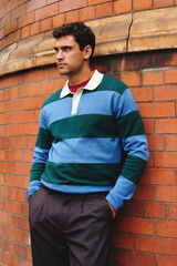 Springfield Suéter polo riscas largo verde