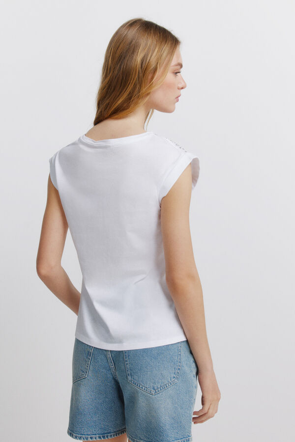 Springfield T-shirt manga dobrada branco