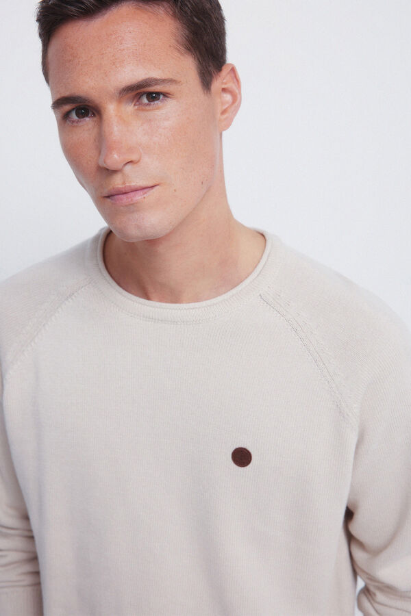 Springfield Camisola liso de gola alta bege