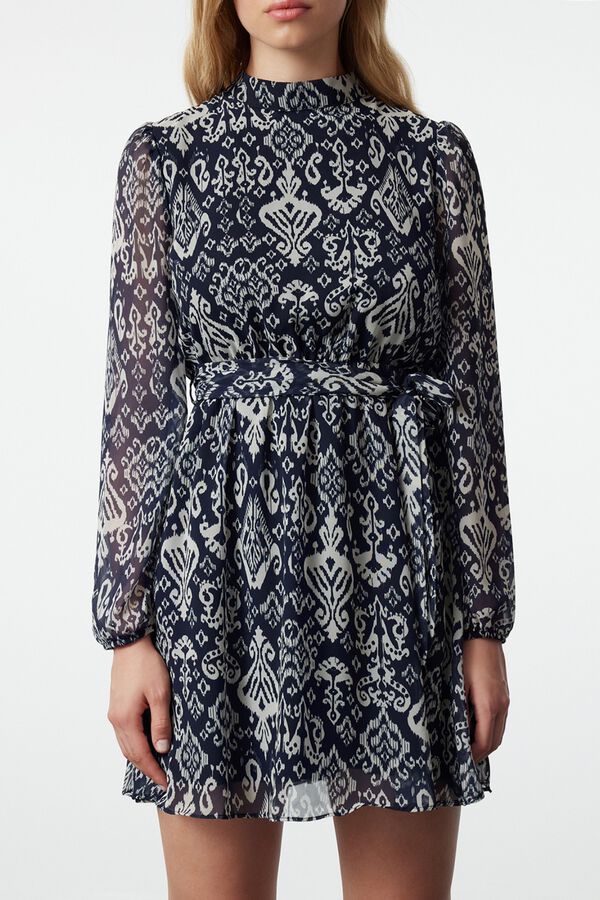Trendyol Vestido curto de manga comprida azul