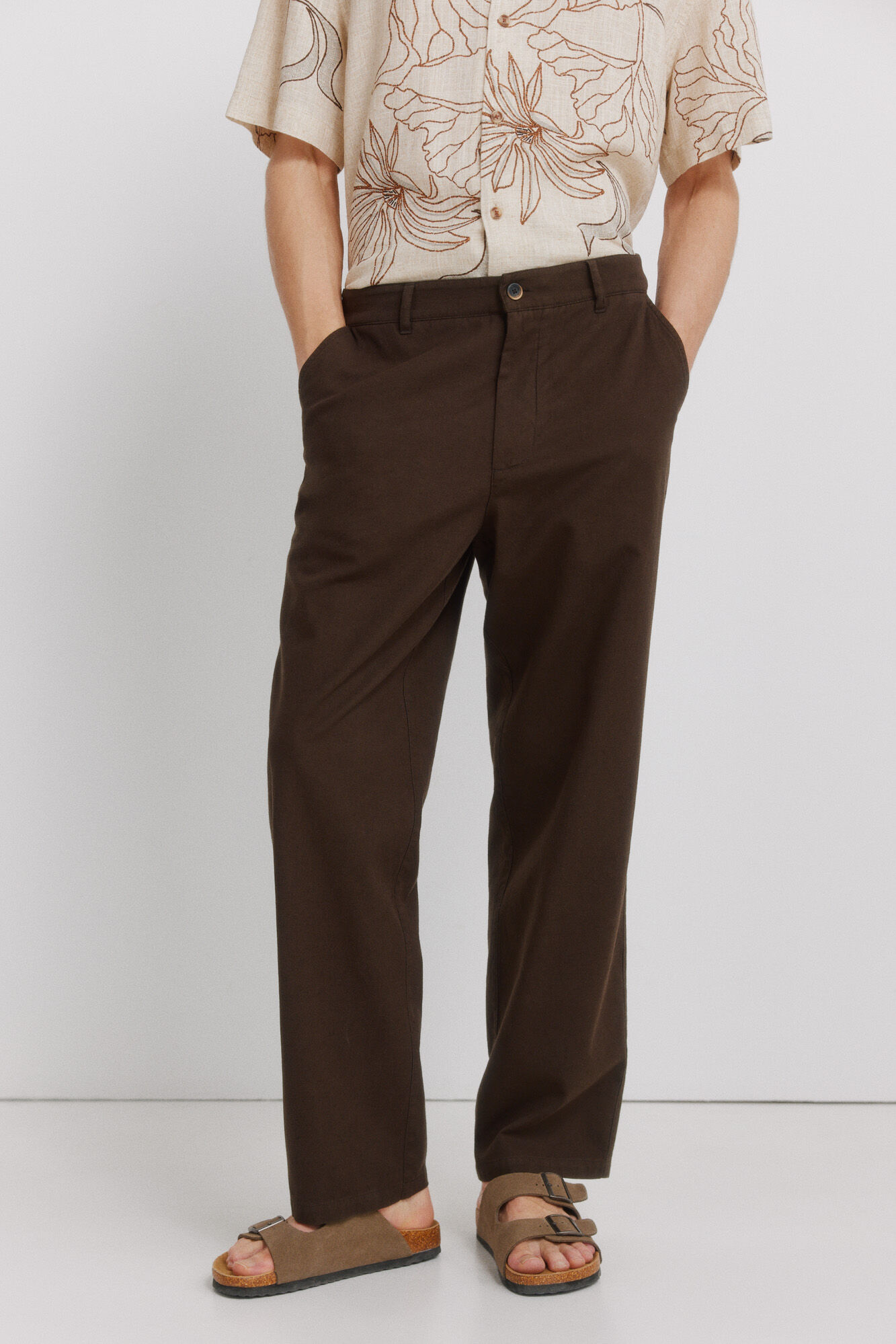 Springfield Pantal&oacute;n lino recto straight fit