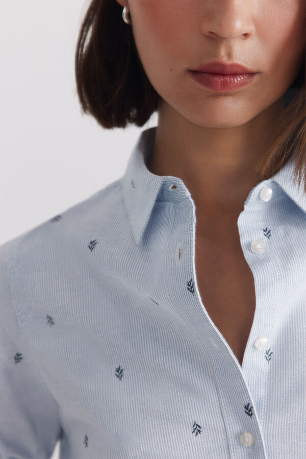 Springfield Blusa b&aacute;sica oxford azul