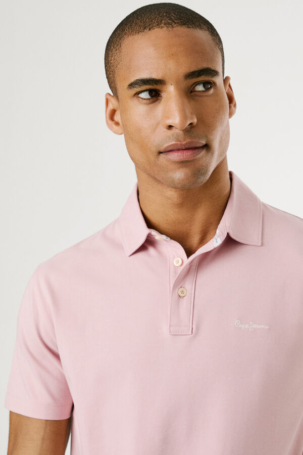 Pepe Jeans  Camisa polo de manga curta com carcela tripla e logo no peito rosa