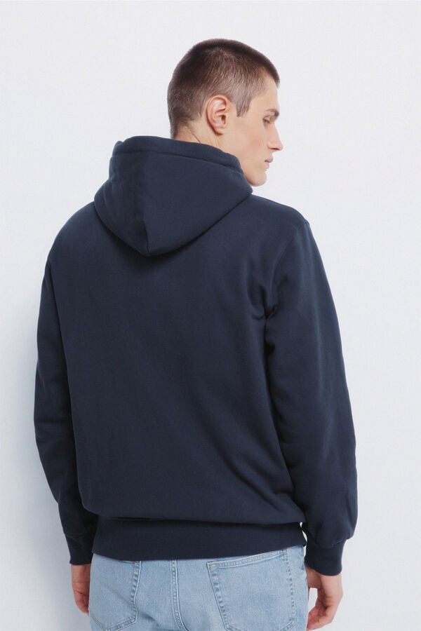 Springfield Sweatshirt com fecho-éclair e capuz azul