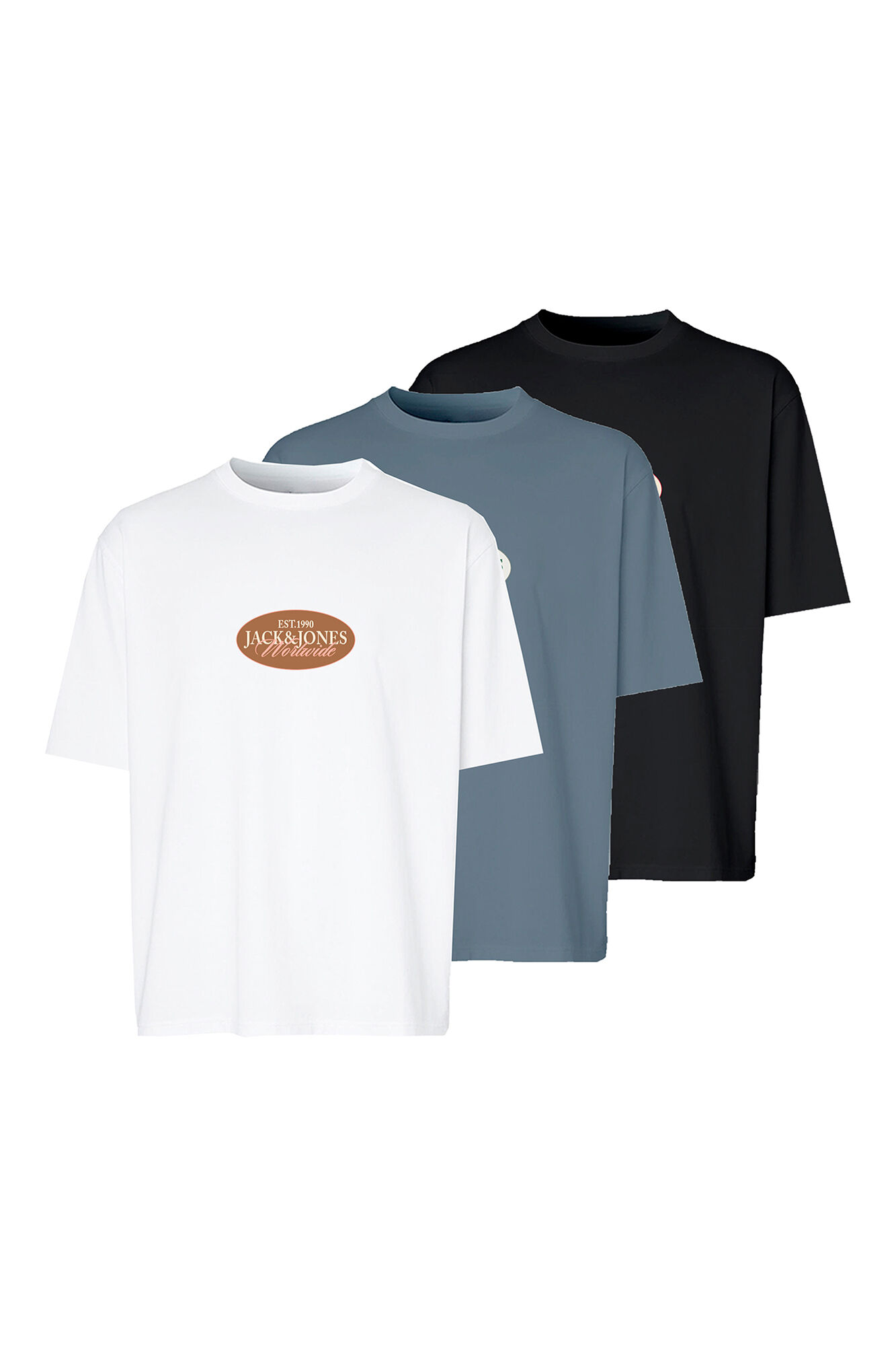 Jack & Jones Pacote com 3 camisetas b&aacute;sicas