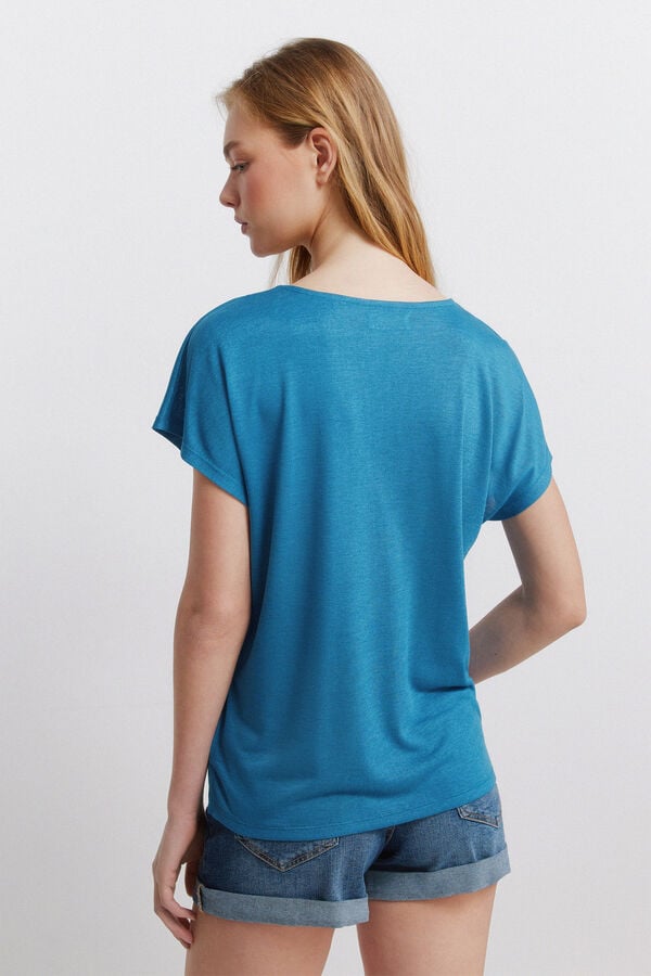 Springfield T-shirt manga morcego azul