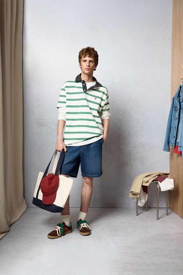 Springfield Polo piqu&eacute; riscas contraste regular fit verde