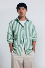 Springfield Camisa de popelina riscas verde