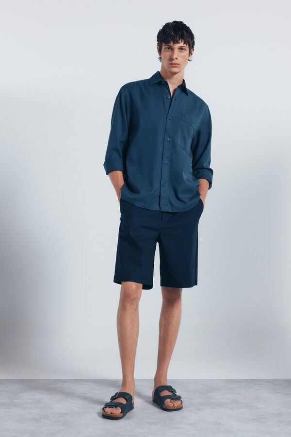 Springfield Sobrecamisa de tencel oversized azul