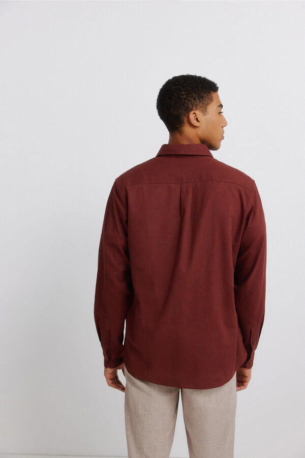 Springfield Sobrecamisa de linho com bolso overshirt vermelho