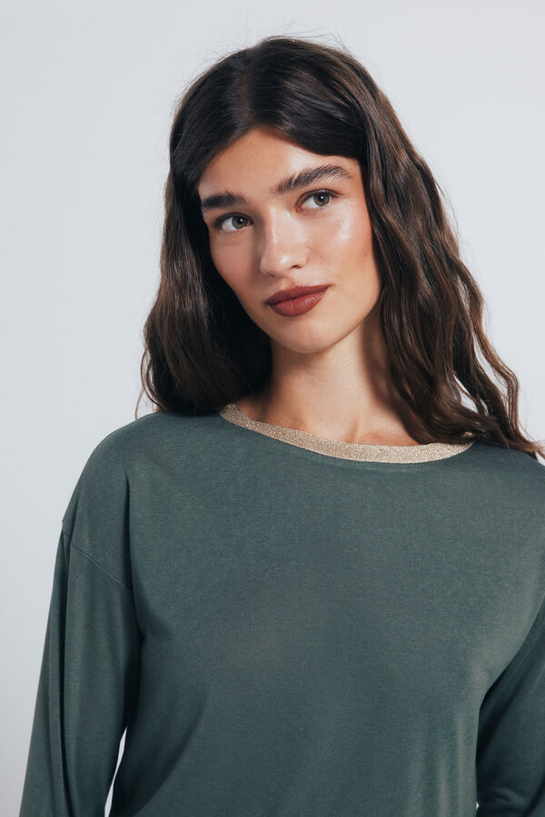 Springfield Camiseta gola lurex Caqui escuro