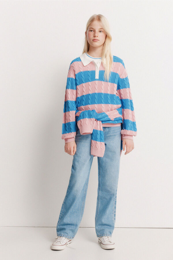 Springfield Kids Camisola polo de riscas para menina rosa