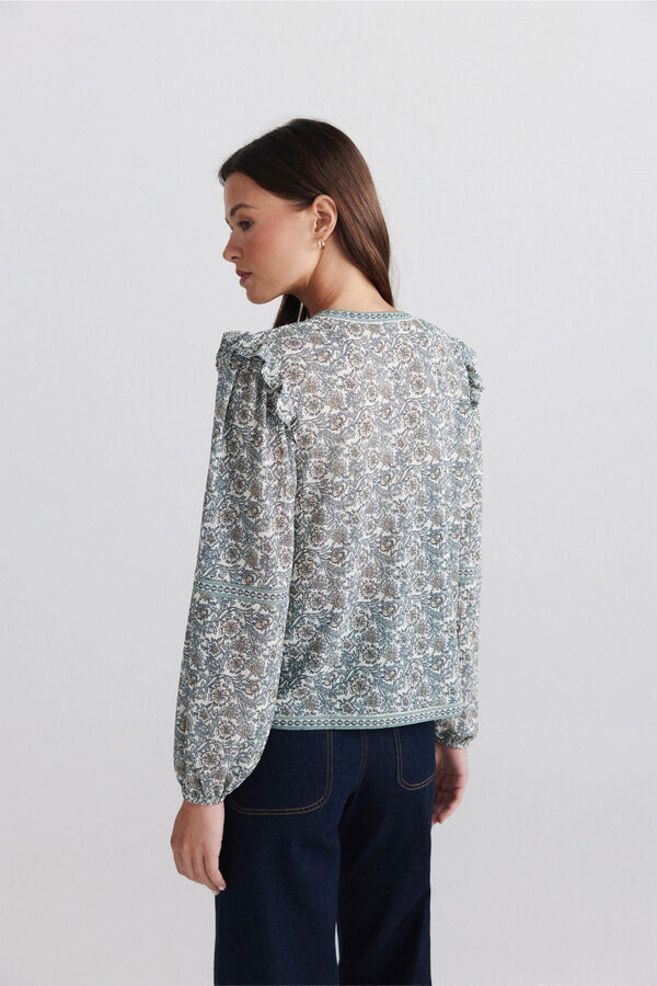 Springfield Blusa estampada com folhos branco