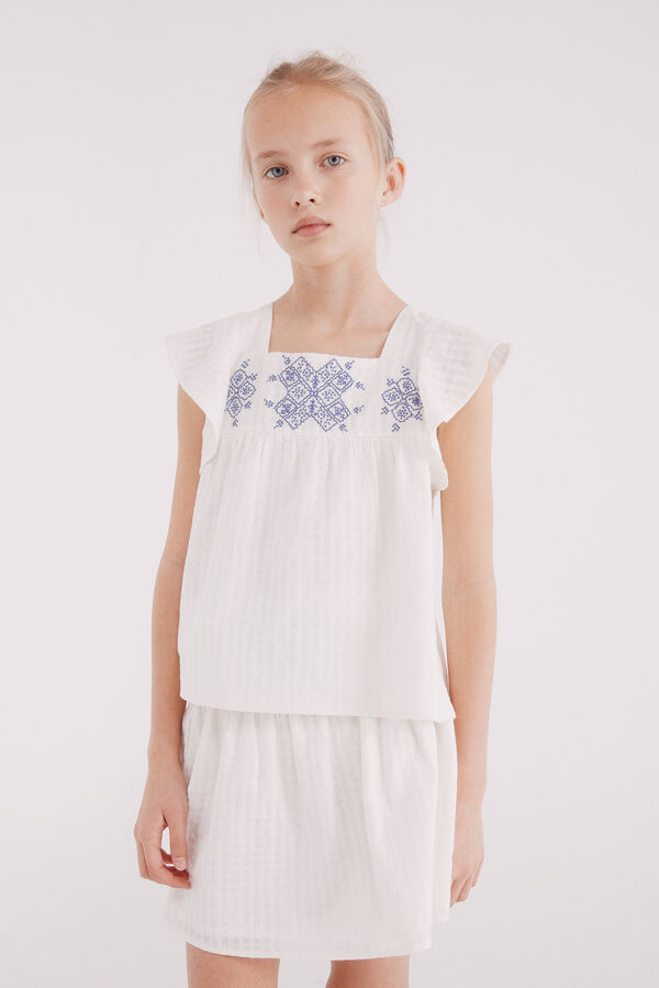 Springfield Kids Top bordado para meninas cru