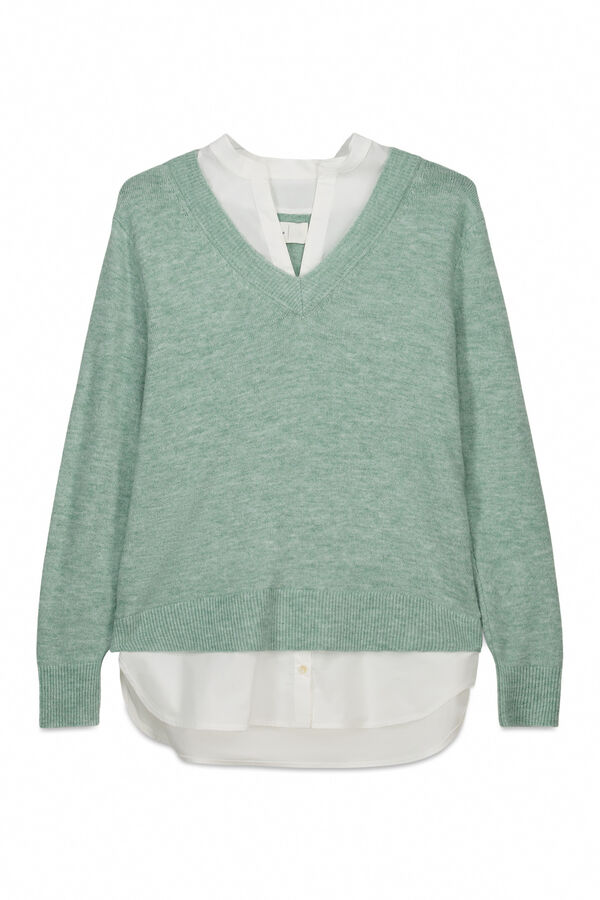 Springfield Camisola gola mao bimaterial azul