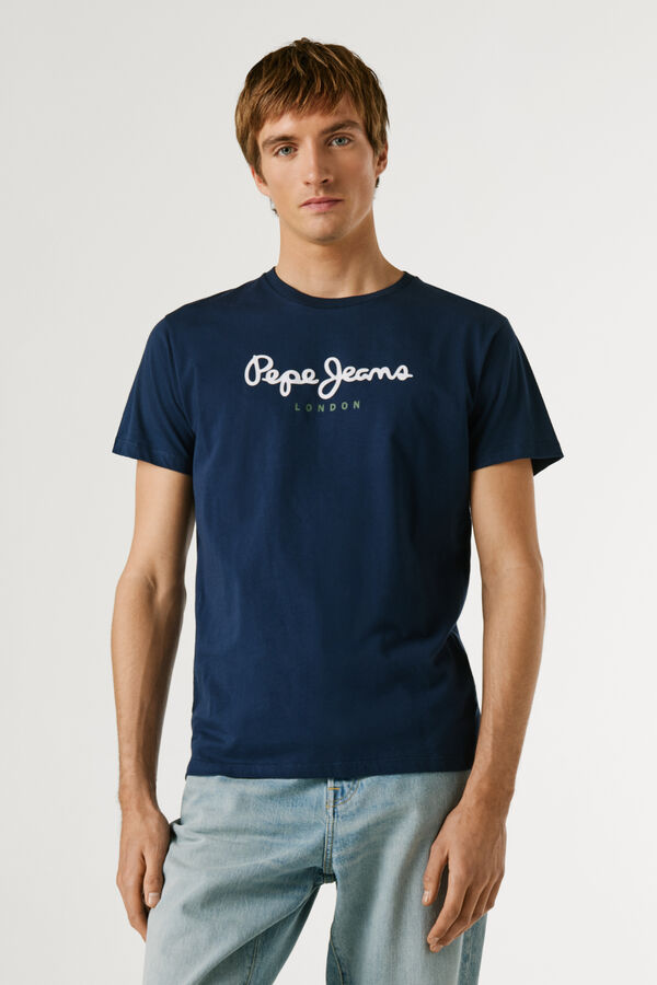 Pepe Jeans T-shirt de manga curta com logo azul