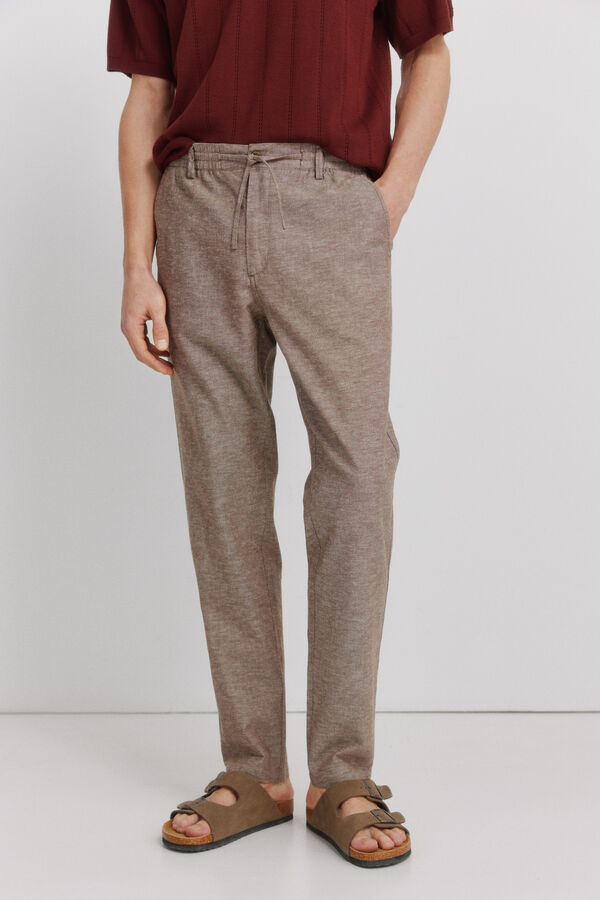 Springfield Cal&ccedil;as chino em linho comfort fit cru