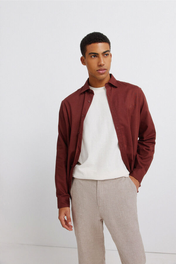 Springfield Cal&ccedil;as slim fit confort&aacute;veis de estrutura de linho cru