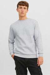 Jack & Jones Sweatshirt básico com gola redonda cinzento