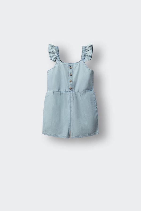 Springfield Kids Jardineiras curtas em denim leve para menina azul