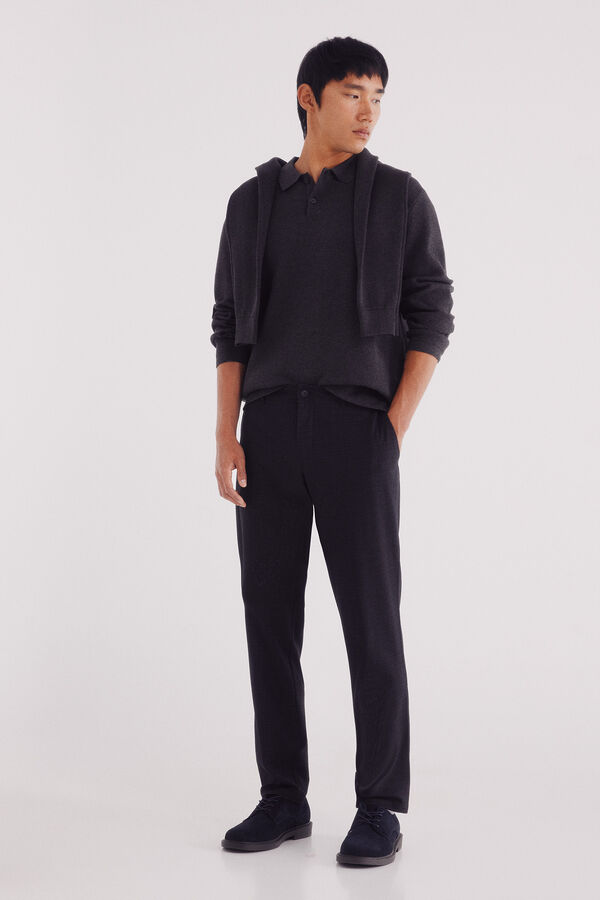 Springfield Camisola gola polo com botões cinzento