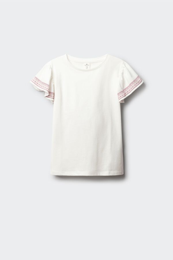 Springfield Kids T-shirt de manga curta b&aacute;sica com folho estampado para menina bege
